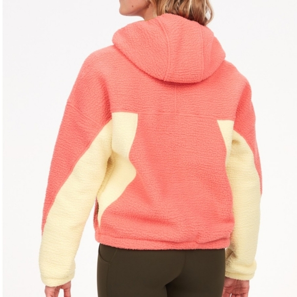 NWT Marmot Women's Coral and Yellow Fleece 1/2 Zip Hoodie - Picture 2 of 5